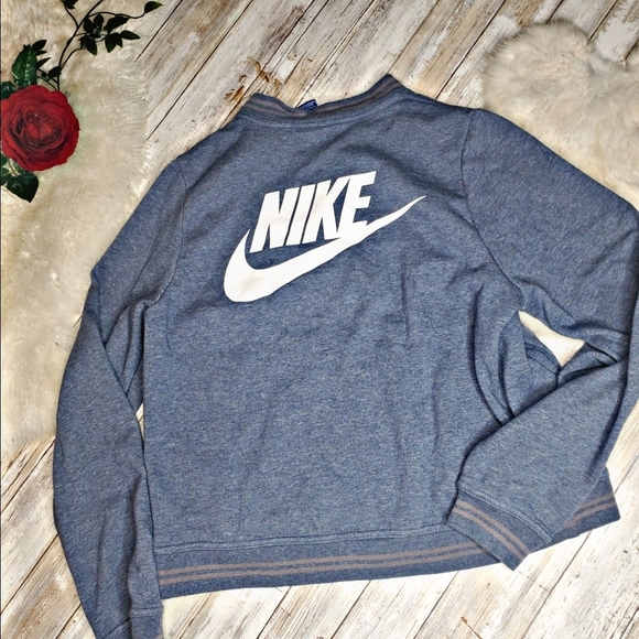 Nike women's fleece bomber slate blue full zip - Picture 3 of 7